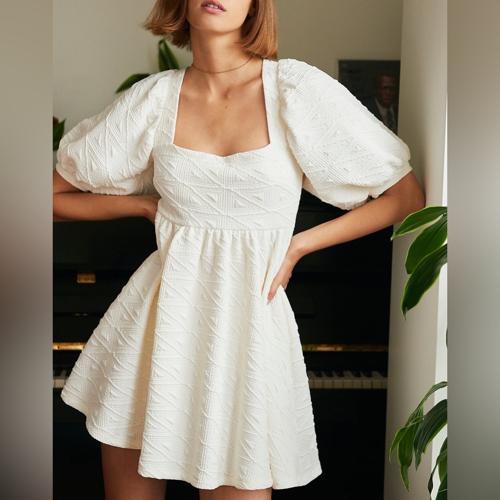 FREE PEOPLE Violet Mini Dress in White/Cream